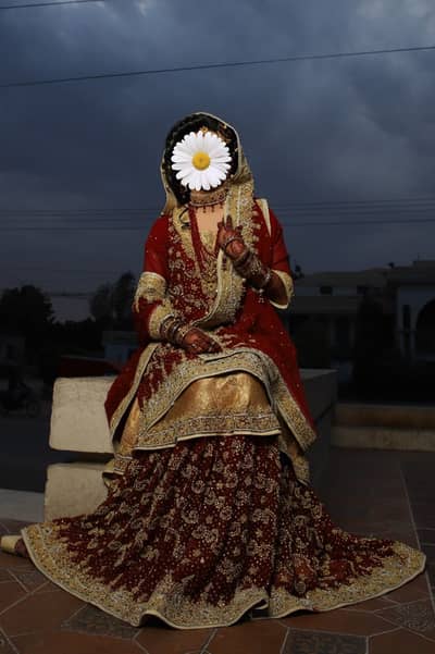Bridal Maroon Farshi Sharara – Heavy Hand Embroidery Wedding Dress