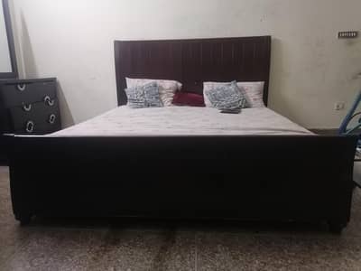 Bed for sale along with side table and dressing