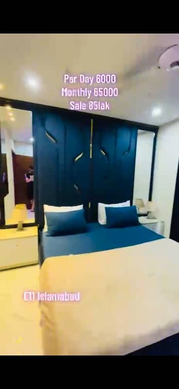 1 bedroom fully furnished apartment with designing lights , neat and clean bedroom