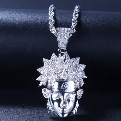 Naruto 3D Zircon Pendant Gold Chain Jewelry