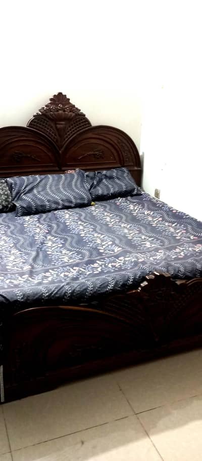 Pure Chenuity Wood Bedroom Set-Double Bed + 3-Door Wardrobe+SideTablel