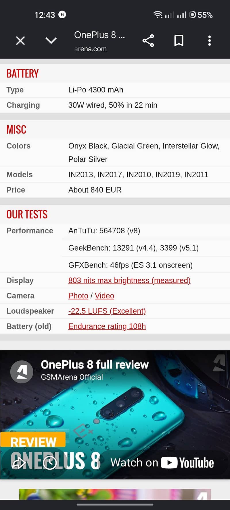 One Plus 8 5