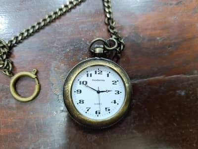Moderno branded brass look open face vintage style pocket watch 3000