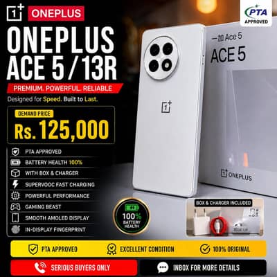 OnePlus Ace 5 / 13R PTA Approved | 100% Battery Health | Box Charger