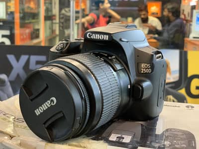 Dslr camera canon 250d kit lens 18/55 full box k sat hai shop warranty