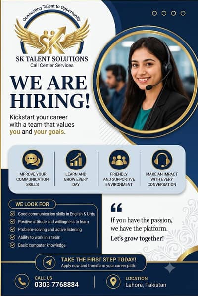 HIRING FOR 80+ CALL CENTER ALL OVER LAHORE|Urdu & English|
