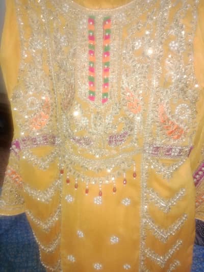 mustard very beautiful grara dress inspired by haris Shakeel