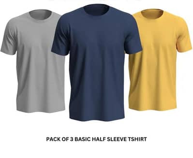 Pack of 3 Premium Half Sleeves Men T-Shirts free cod cash on delivery