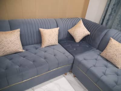 10 Seater Luxury Sofa Set (7+3) – Velvet Fabric – Excellent Condition