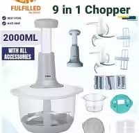 9-in-1 Vegetable Chopper 2000ML and Manual Push Chopper 1500ML