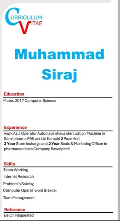 Need Medicine Job Experience K Hesab Sy Contact Karen