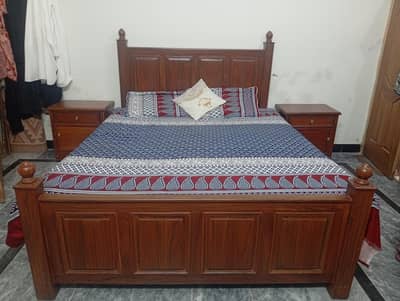 double bed with side table