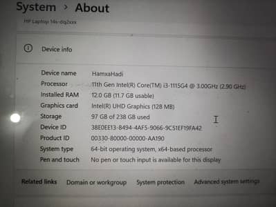 Hp Core i3 11 gen