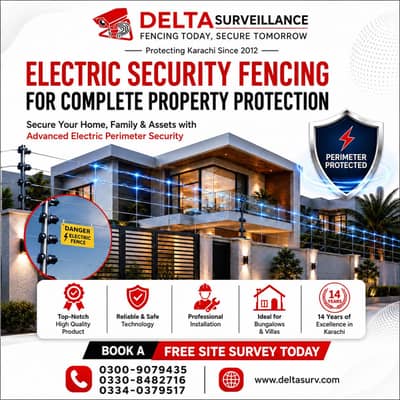 Electric Fence Security System for House, Villa, Farm & Warehouse
