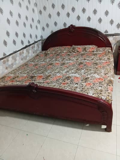 Stronge Wooden bed with matress with one side table