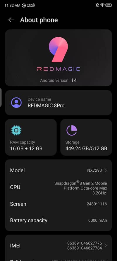 Red magic 8 pro Dual sim