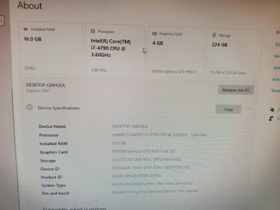 Gaming Pc i7 4th | 16 GB DDR3 Ram | Msi Gtx 1050ti 4gb | 240Gb SSD
