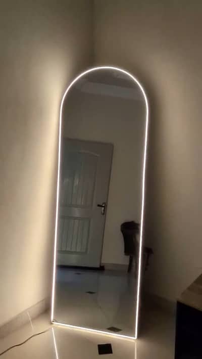 6x2 Feet Full Size Standing Mirror with Golden LED Light