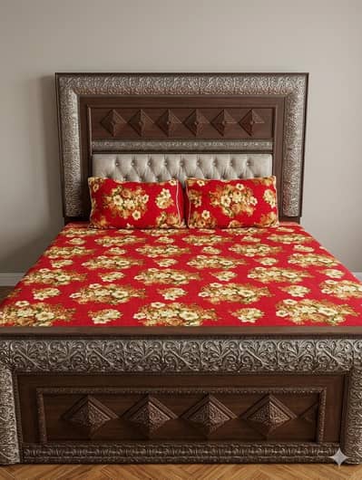 Double Bed with two Side Tables and Mattress