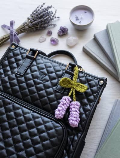 Handmade crochet bag and keychains