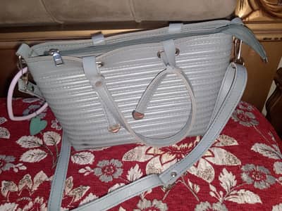 Gray shoulder+hand bag