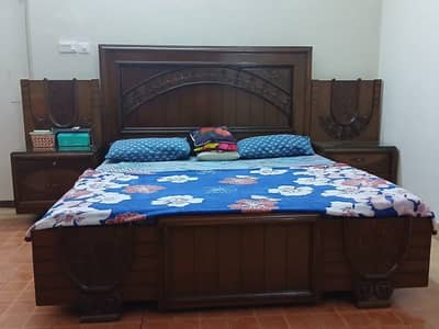 Solid wood king bed set with matching Dewaan and Dressing