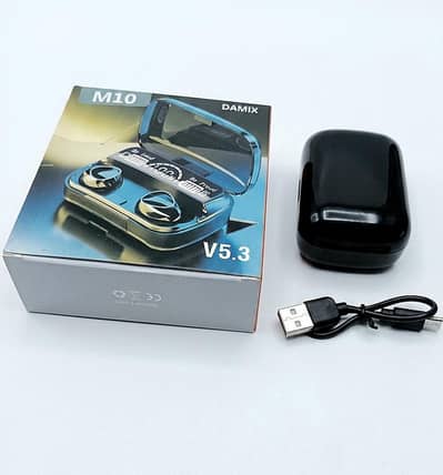 M10 TWS Earbuds V5.3 | Power Bank Case + LED Display | High BaSs