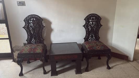 Coffee Table with 2 Chairs  Solid Wood | Excellent Condition 
