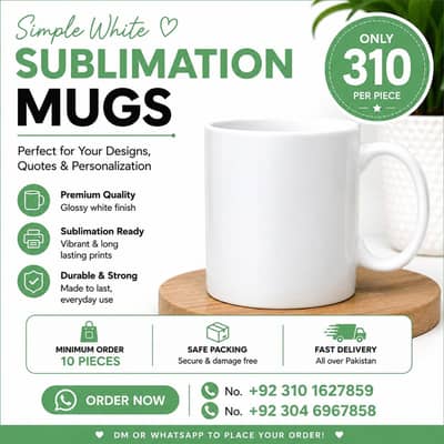 Pack of 10 Premium White Sublimation Mugs!
