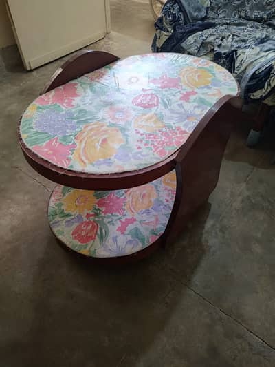 Moveable Tea / Coffee Trolly table - 2-Tier With 4 Wheels