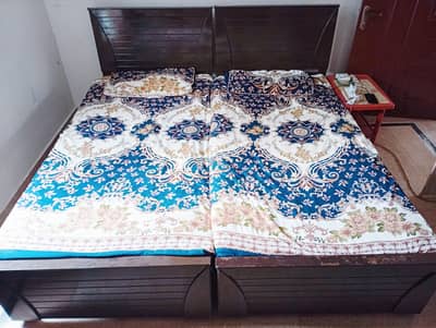 2 single bed with hard mattres