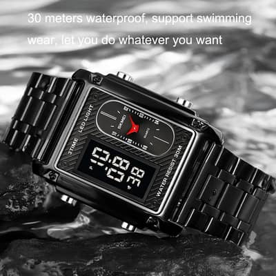 Skmei 1686 Square Double Display Waterproof Watch For Mens
