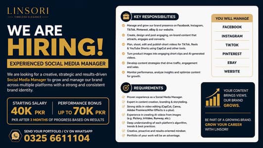 Experienced Social Media Manager & Content Creator (Full-Time)