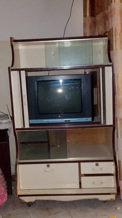 LG TV with Remote and Full Size Tv Trolley