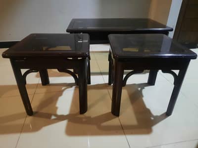 solid wooden coffee table set