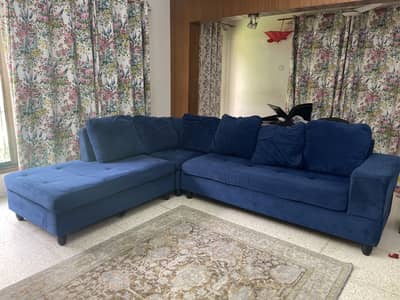 Diamond Foam Blue L-Shape Sectional Sofa – 6 Seater | Original