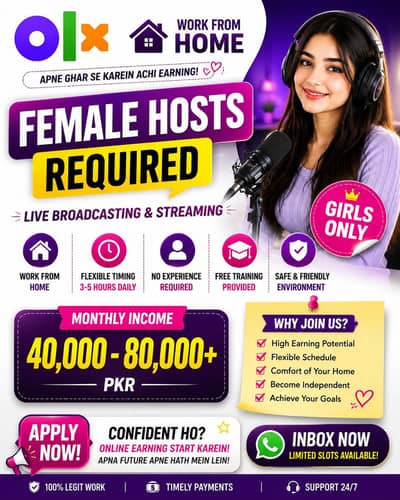  Female Hosts Required | Work From Home | Earn 40k-80k+ Monthly 