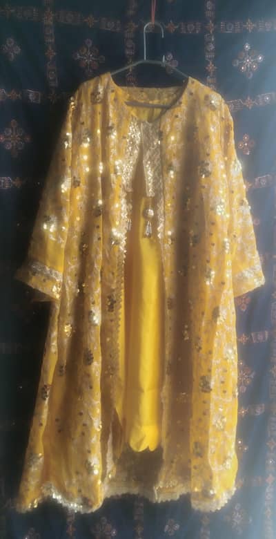 fancy yellow gown with sitara jacket like new