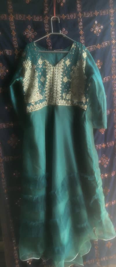 tail green maxi with golden work like new