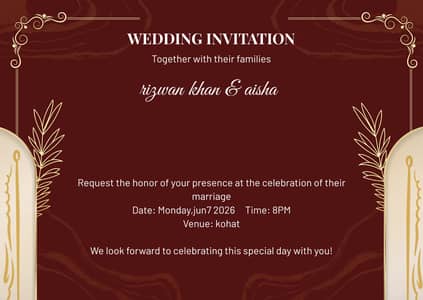 premium digital wedding card design  2 hour delivery  500  pkr