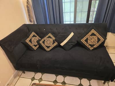 L shaped sofas in black 7 seater