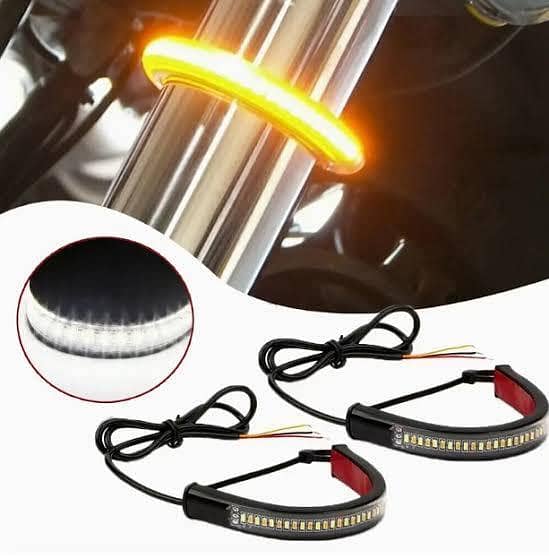 Universal Bike Shock Light In White Parking & Yellow Indicator