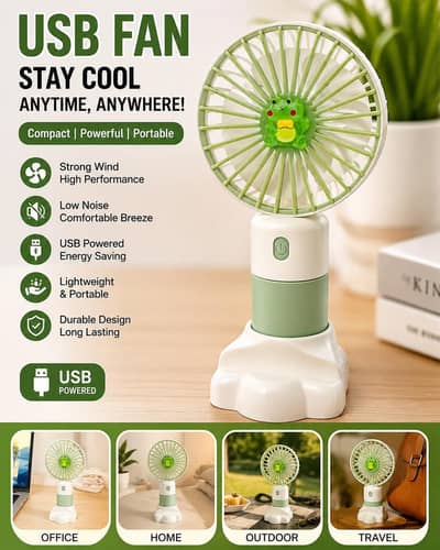 Portable USB Rechargeable Mini Fan- Handheld Desk Fan with strong Wind