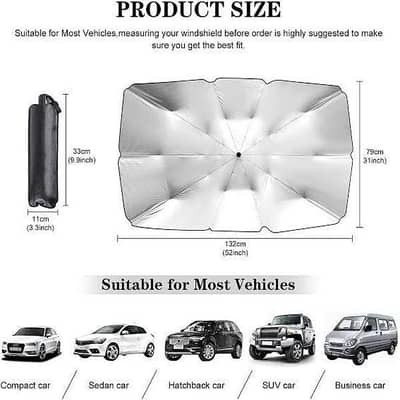 Car Windshield Sun Shade Umbrella (Premium Quality)