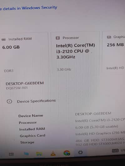 CPU COREI3 1TB HARD 6GB RAM