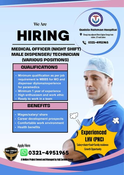 Medical Officer +Dispenser + LHV required