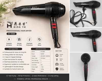 Qing Ye 998A Professional Hair Dryer – Excellent Condition