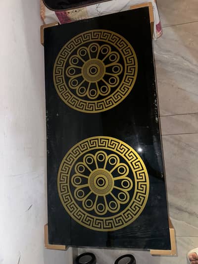Luxury Versace Style Center Table | Glossy Black & Gold Coffee Table