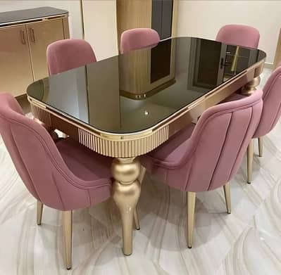 Luxury Dining Table with Stylish Wall Poshish Modern Dining Table Set