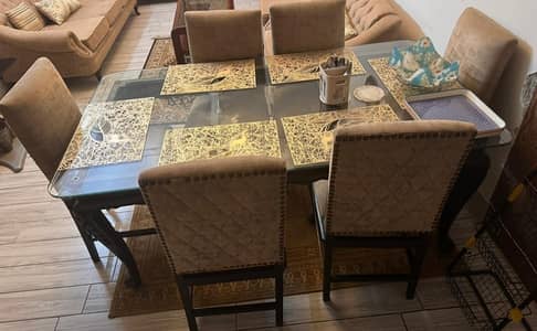 Sheesham wooden dining table with 6 chairs